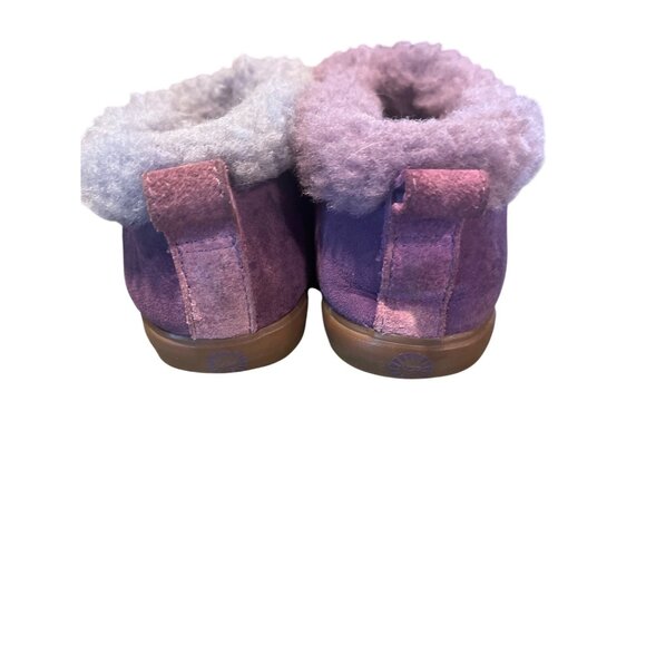 UGG Purple Suede & Sheepskin Slippers With Cozy Two-Tone Fur Trim Womens Size 7 - Picture 4 of 6